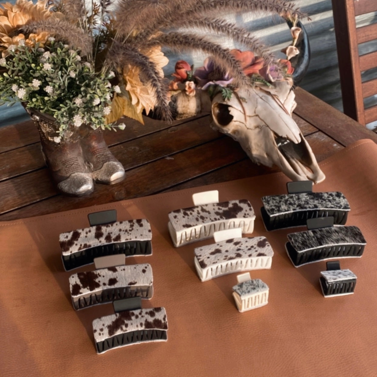 Genuine cowhide claw clips